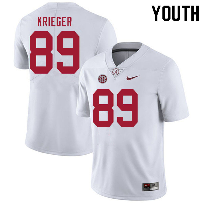 Youth #89 Grant Krieger Alabama White Tide College Football Jerseys Sale-White